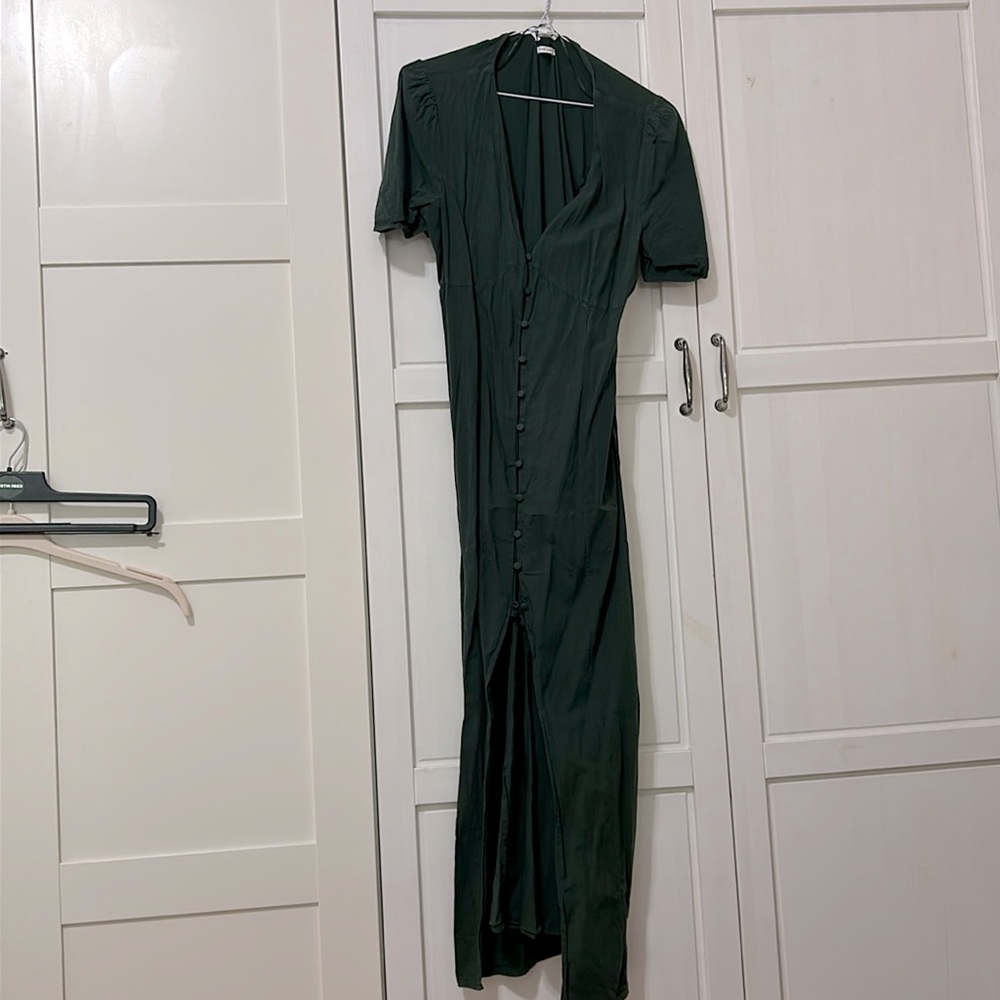 Zara Dark Green Linen Maxi Dress